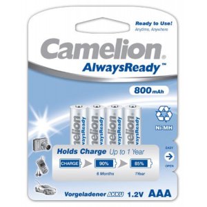 Camelion HR03 Micro AAA AlwaysReady, pilhas recarregveis NiMH blister 4 unid. 800mAh