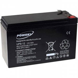 Powery Bateria de GEL 12V 9Ah (Tambm substitui 7,2Ah / 7Ah)