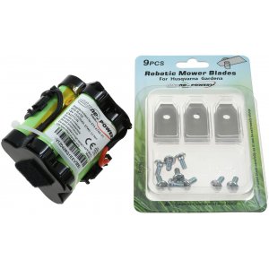 Bateria para robot corta-relva Gardena R40Li/R45Li / R70Li inclui 9x Lminas sobressalentes