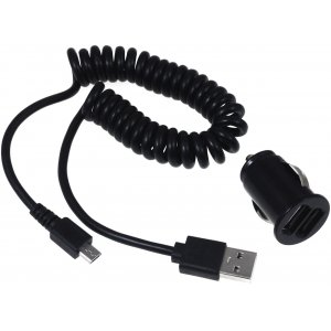 Carregador de veculo 12-24V 2 x USB inclui USB cabo espiral com Micro USB