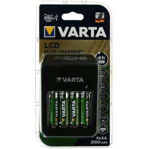 Varta Carregador plug-in com visor LCD e USB inclui 4x Varta AA-Pilhas recargveis R2U 2100mAh