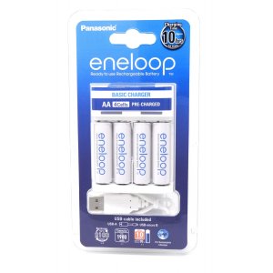 USB Carregador Panasonic eneloop BQ-CC61USB inclui 4x pilhas recarregveis AA eneloop 1,9Ah e Cabo Micro USB