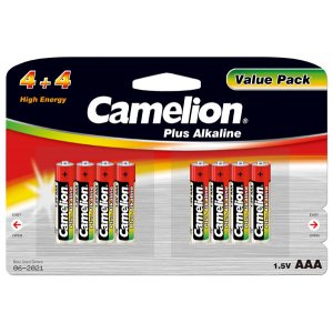 Pilha Camelion Micro LR03 MN2400 HR03 Plus Alcalina (4+4) blister 8unid.