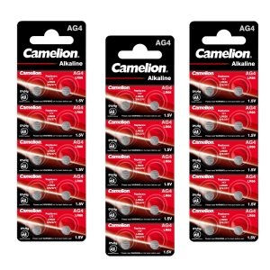 30x Camelion Pilha de boto LR66 / AG4 / G4 / LR626 / 177 / SR626W / GP77A / 377