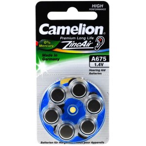 Camelion Pilha de aparelhos auditivos A675 / AE675 / DA675 / PR1154 / PR44 / V675AT / ZL675 blister 6 unid.