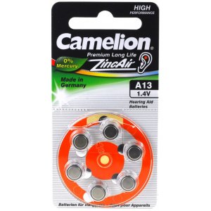 Camelion Pilha de aparelhos auditivos 13AE / A13 / DA13 / PR48 / PR754 / V13AT / ZL13 blister 6 unid.
