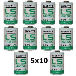 50x Pilha de lítio PLC Saft LS14250 1/2AA 3,6Volt