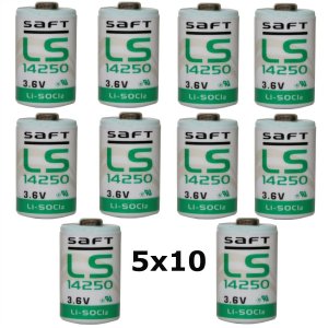 50x Pilha de ltio PLC Saft LS14250 1/2AA 3,6Volt