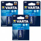 3 Pilhas Varta modelo 6LF22, PP3, 6LR61, pilha 9V bloque 3x blister 1 unid.